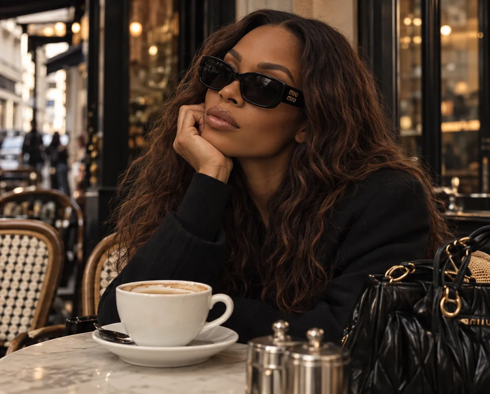 Sunita Ria at a café terrace